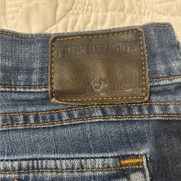 True Religion Blue Jean Shorts Frayed Hem Vintage Look - Picture 6 of 7